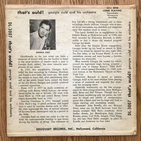 GEORGIE AULD - That's Auld! (DISCOVERY DL3007)