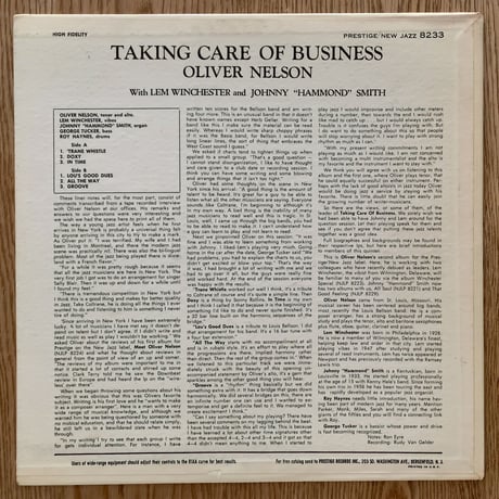 OLIVER NELSON - Taking Care of Business (NEW JAZZ NJLP8233)