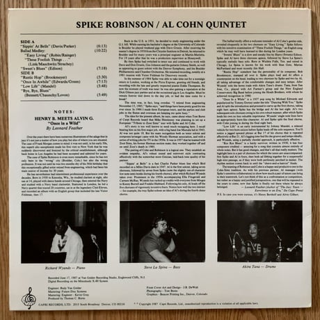 SPIKE ROBINSON & AL COHN - Once in a Wild (CAPRI RECORDS 61787)