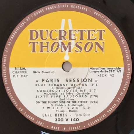 EARL HINES - Paris Session (DUCRETET THOMSON 300V140)