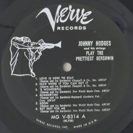 JOHNNY HODGES and His Strings - Play The Prettiest Gershwing (VERVE MGV-8314)