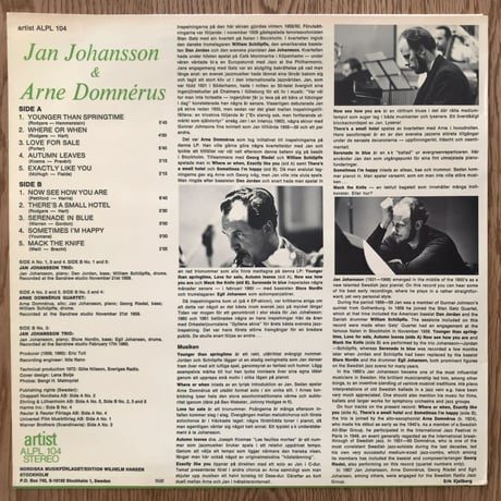 JAN JOHANSSON & ARNE DOMNERUS - Younger Than Springtime (ARTIST ALPS104)