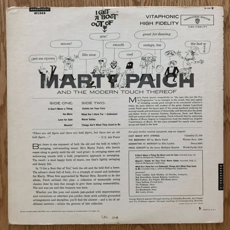MARTY PAICH - I Get a Boot out of You (WARNER BROS. W1349)