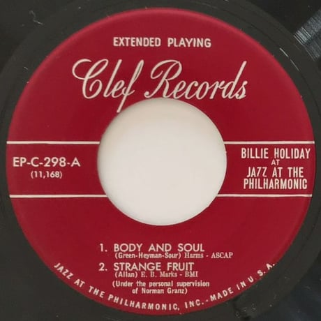 BILLIE HOLIDAY - at Jazz at The Philharmonic #1 (CLEF EPC-298) 7inch EP
