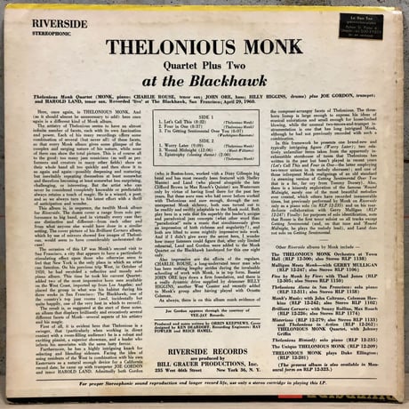 THELONIOUS MONK - At The Blackhawk (RIVERSIDE RLP1171)