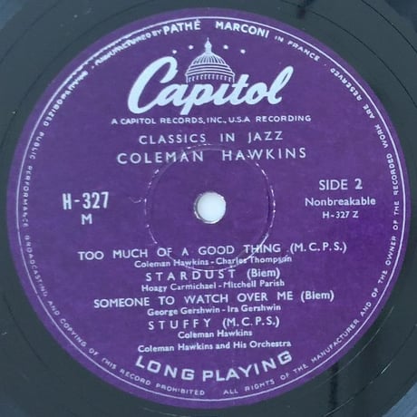 COLEMAN HAWKINS - Classics in Jazz (PATHE-MARCONI/CAPITOL H327)