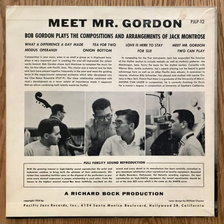 BOB GORDON - Bob Gordon Sextet (PACIFIC JAZZ PJLP-12)
