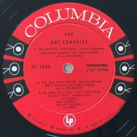 V.A.(Doris Day, Peggy Lee, Betty Grable, etc.) - The Hot Canaries (COLUMBIA CL2534)