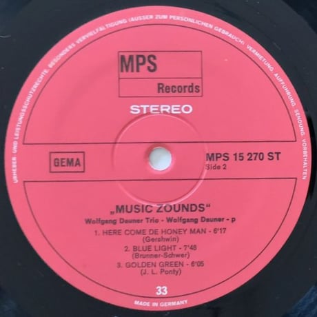 WOLFGANG DAUNER - Music Zounds (MPS/BASF MPS15270)