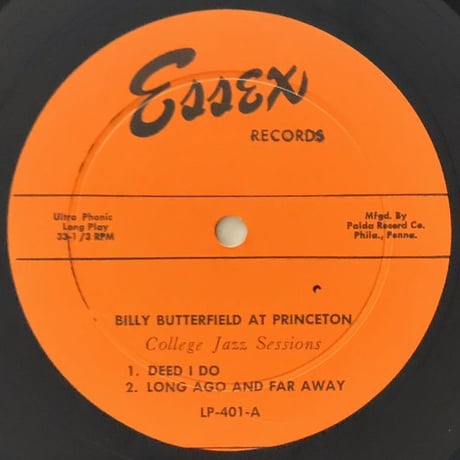 BILLY BUTTERFIELD - at Princeton (SUSSEX ESLP401)