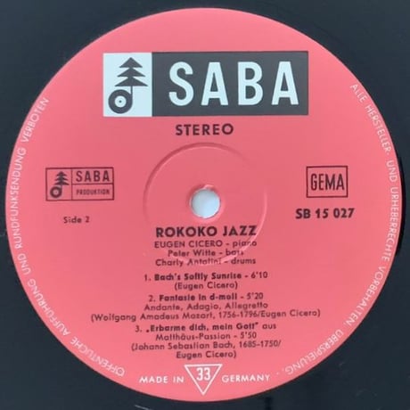EUGEN CICERO - Rokoko-Jazz (SABA SB15027ST)