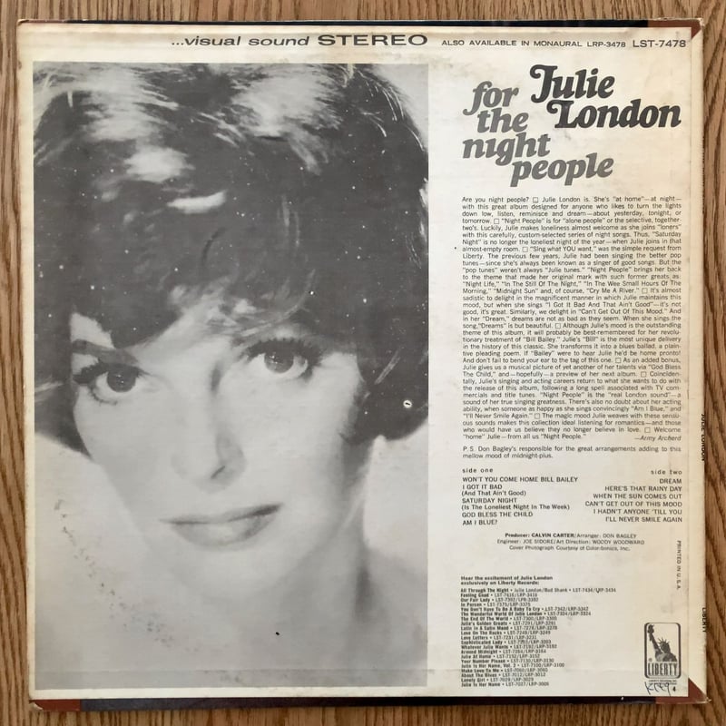 JULIE LONDON - For The Night People (LIBERTY LS