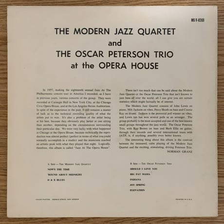 THE MODERN JAZZ QUARTET at The Opera House (VERVE MGV-8269)
