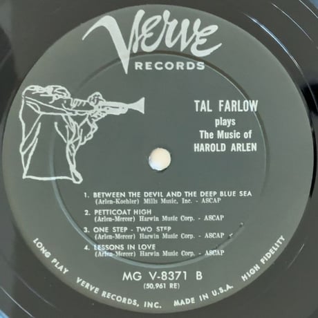 TAL FARLOW - Plays The Music Of Harold Arlen (VERVE MGV-8371)