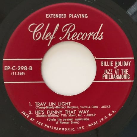 BILLIE HOLIDAY - at Jazz at The Philharmonic #1 (CLEF EPC-298) 7inch EP