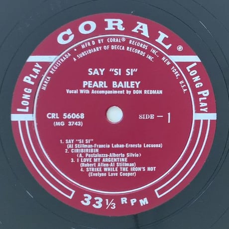 PEARL BAILEY - Say Si-Si (CORAL CRL56068)