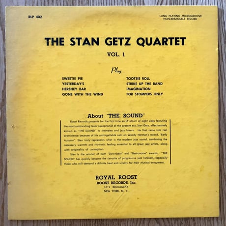 STAN GETZS - Stan Getz Quartet Vol.1 (ROOST RLP402)