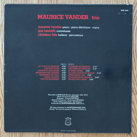 MAURICE VANDER - Maurice Vander Trio (BINGOW DKB3357)