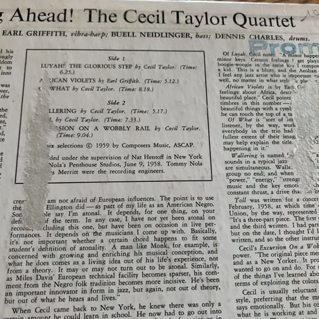 CECIL TAYLOR - Looking Ahead! (CONTEMPORARY M3562)