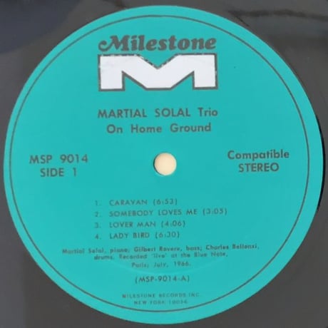 MARTIAL SOLAL - On Home Ground (MILESTONE MSP9014)
