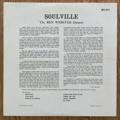 BEN WEBSTER - Soulville (VERVE MGV-8274)