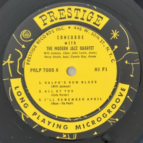 THE MODERN JAZZ QUARTET - Concorde (PRESTIGE PRLP7005)