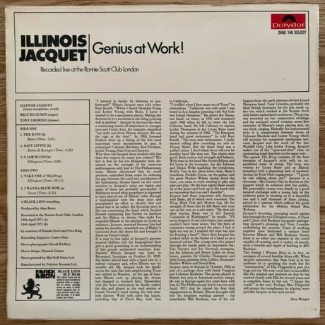 ILLINOIS JACQUET - Genius at Work! (POLYDOR/BLACK LION 2460 146)