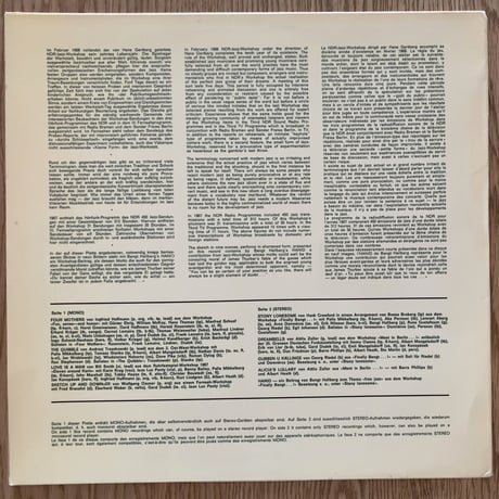 V.A.(Ingrifried Hoffmann, Wolfgang Dauner) - NDR Jazz Workshop '67 (NORDDEUTSCHER RUNDFUNK 599 865)