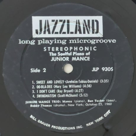 JUNIOR MANCE - The Soulful Piano of Junior Mance (JAZZLAND JLP930S)