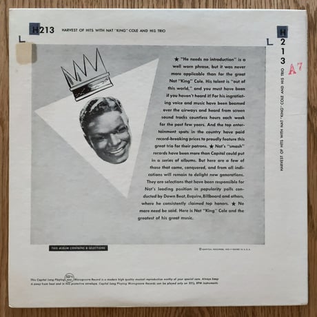NAT KING COLE - Harvest of Hits (CAPITOL L213)