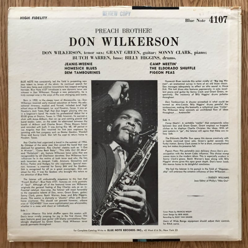 DON WILKERSON - Preach Brother! (BLUE NOTE BLP4