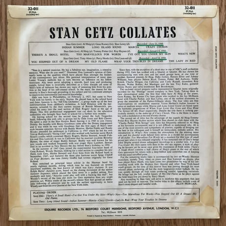 STAN GETZ - Collates (ESQUIRE 32-011)
