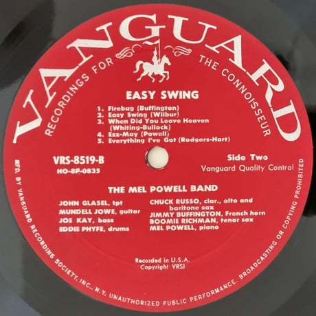 NAT PIERCE - MEL POWELL - Easy Swing (VANGUARD VRS8519)