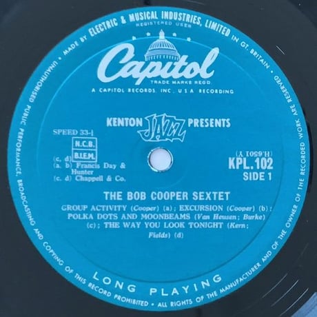 BOB COOPER - The Bob Cooper Sextet (EMI/CAPITOL KPL102)