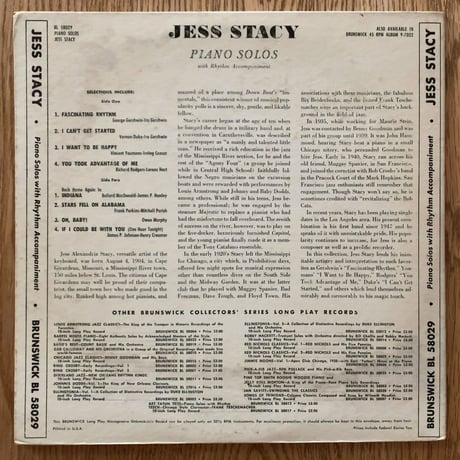 JESS STACY - Piano Solos (BRUNSWICK BL58029)