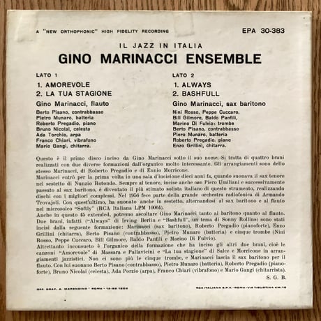 GINO MARINACCI - Gino Marinacci Ensemble (RCA ITALIANA EPA30-383) 7inch EP