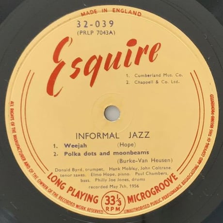 ELMO HOPE - Informal Jazz (ESQUIRE 32-039) UK