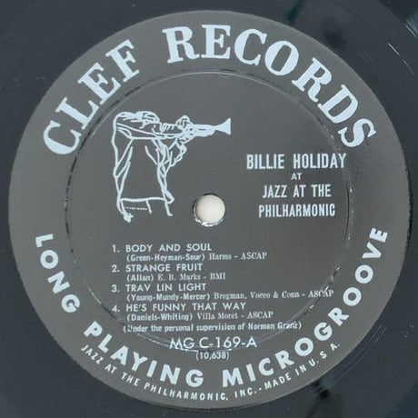 BILLIE HOLIDAY - At Jazz At The Philharmonic (CLEF MGC-169) 10inch