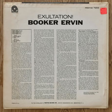 BOOKER ERVIN - Exultation (PRESTIGE PRLP7293)