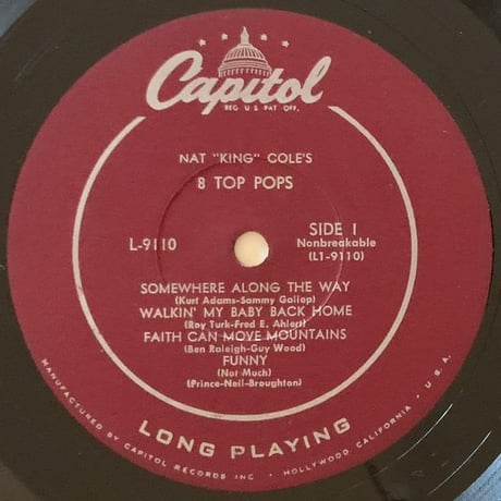NAT 'KING' COLE - 8 Top Pops (CAPITOL L-9110)