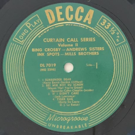 V.A.(Bing Crosby, The Andrews Sisters, etc.) - Curtain Call Series Vol.2 (DECCA DL7019)