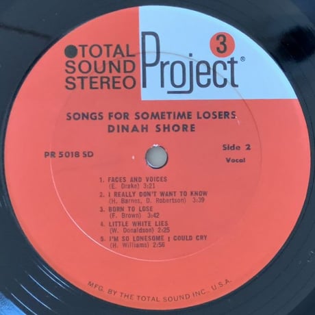 DINAH SHORE - Songs For Sometime Losers (PROJECT3 PR5018SD)