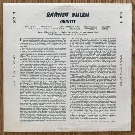 BARNEY WILEN - Barney Wilen Quintet (GULIDE DU JAZZ J-1239)
