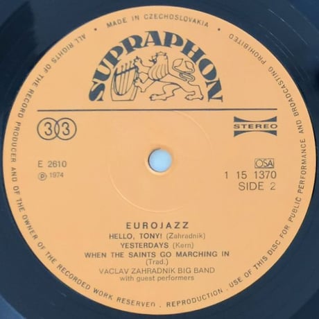 VACLAV ZAHRADNIK - Euro Jazz (SUPRAPHON 1 15 1370)
