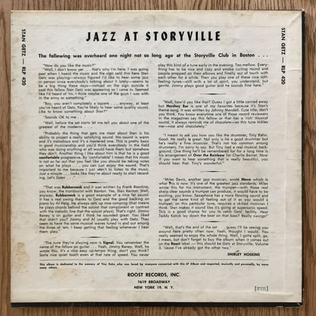 STAN GETZ - Jazz At Storyville Volume 3 (ROOST RLP420)