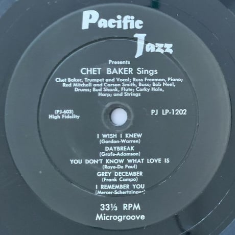 CHET BAKER - Sings and Plays (PACIFIC JAZZ PJLP-1202)