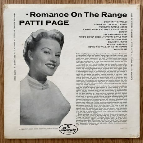 PATTI PAGE - Romance on the Range (MERCURY MG20076)