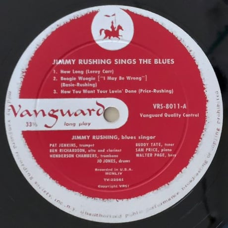 JIMMY RUSHING - Sings the Blues (VANGUARD VRS8011)