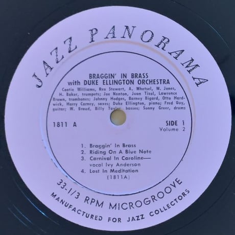 DUKE ELLINGTON - Braggin' in Brass with Duke (JAZZ PARONAMA LP1811)