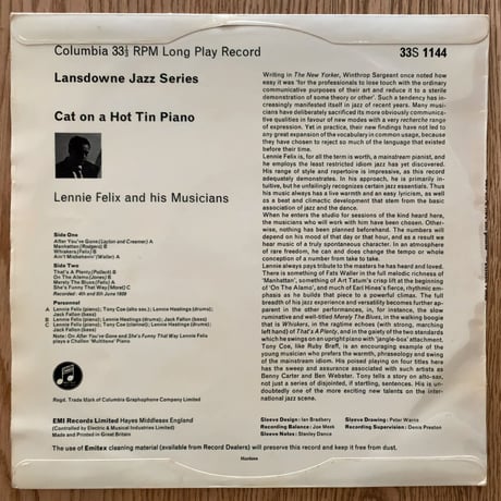 LENNIE FELIX - Cat On a Hot Tin Piano (COLUMBIA 33S1144)